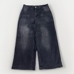 Women's 1X Wide Leg Jeans High Waisted Stretchy Jeans Black